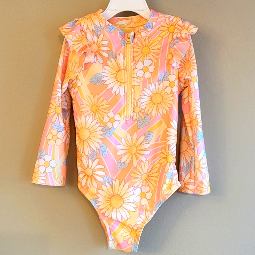 Rashguard floral silky long sleeve swimsuit